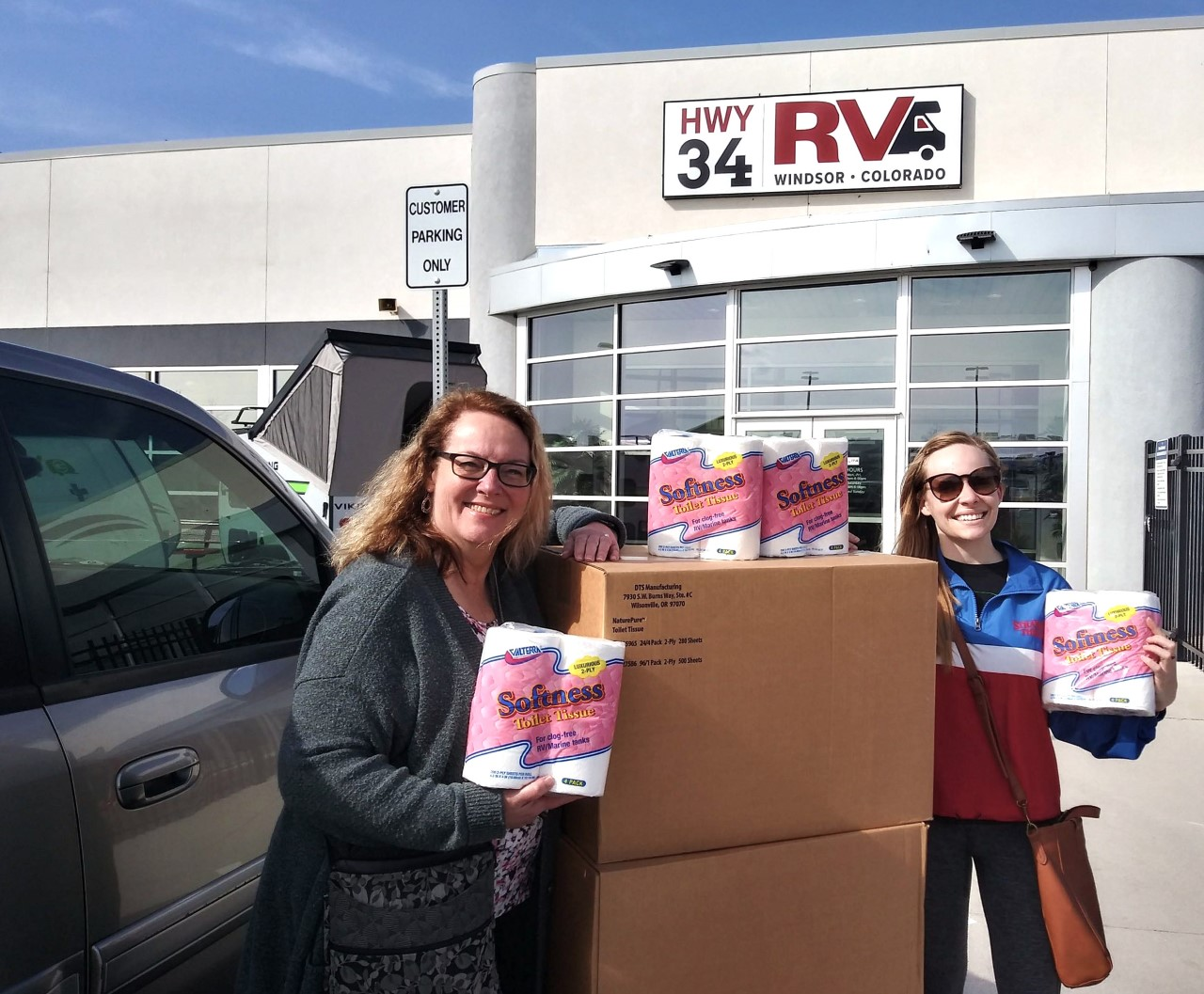 HWY34 RV Donates 400 Rolls  of Toilet Paper   to Elderly Neighbors in Need