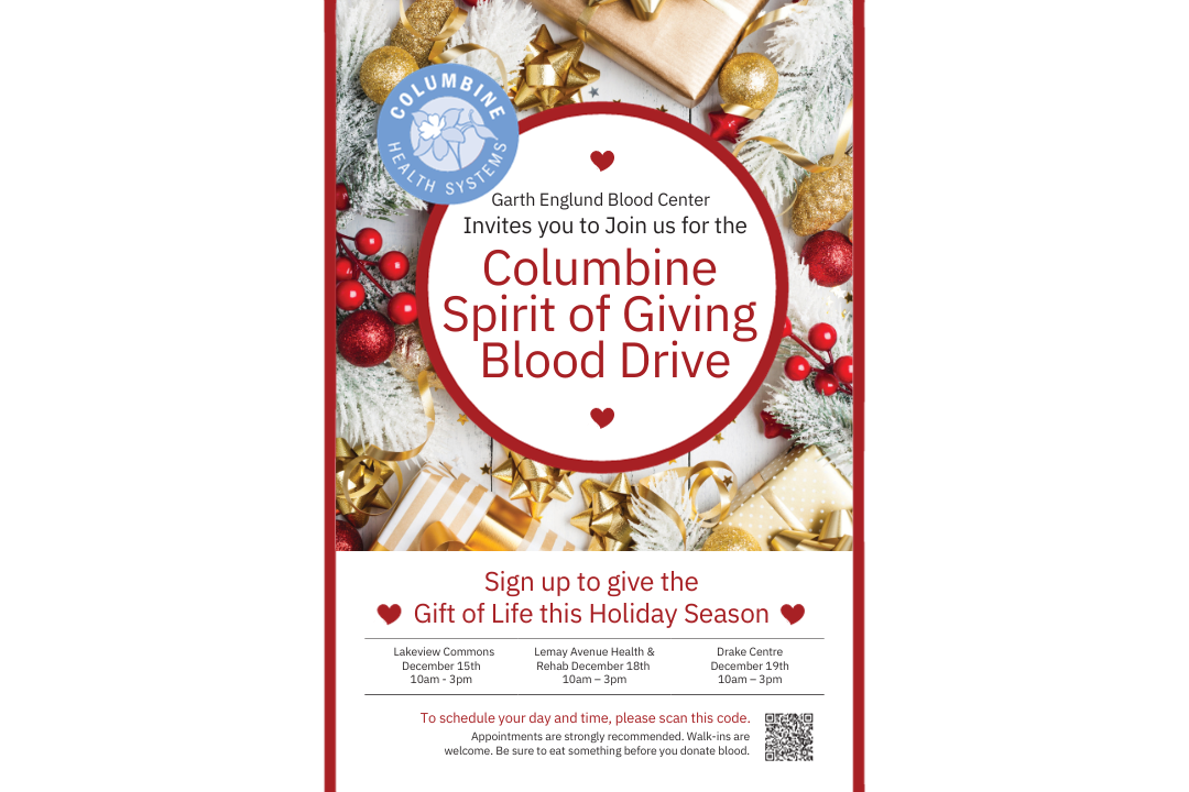 Columbine Health Systems holiday blood drive
