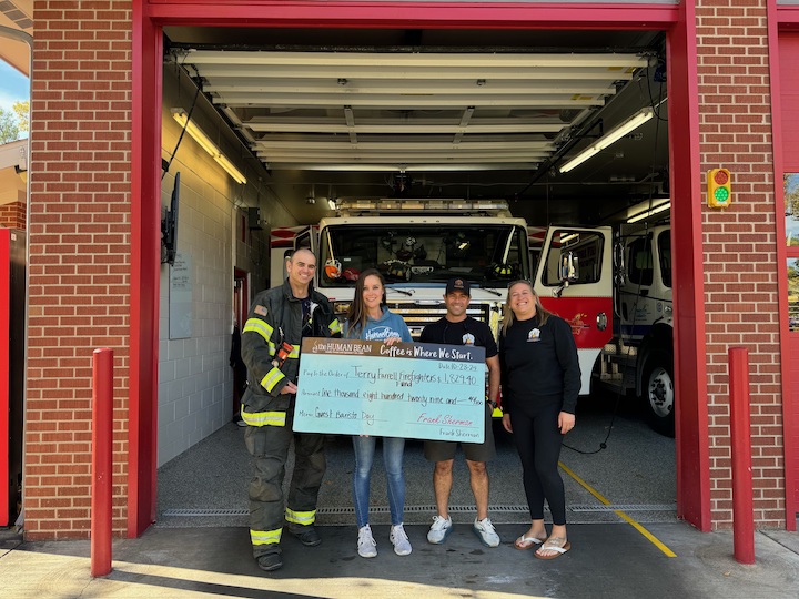 A check for $1,829.40 was presented to the Terry Farrell Firefighters Fund on October 23, 2024. Pictured from left to right: Kevin Housley, Val Katalenic, Mike Veile and Rebecca Santillanes.