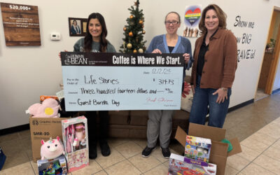 A check for $314.73, along with many boxes of toys, were presented to the Life Stories nonprofit. Pictured from left to right: Krista Smith, Brianna Fischer and Lisa Drake.