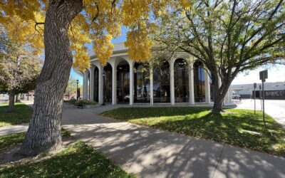 Greeley's City Hall is pictured among trees decked out in fall foliage.